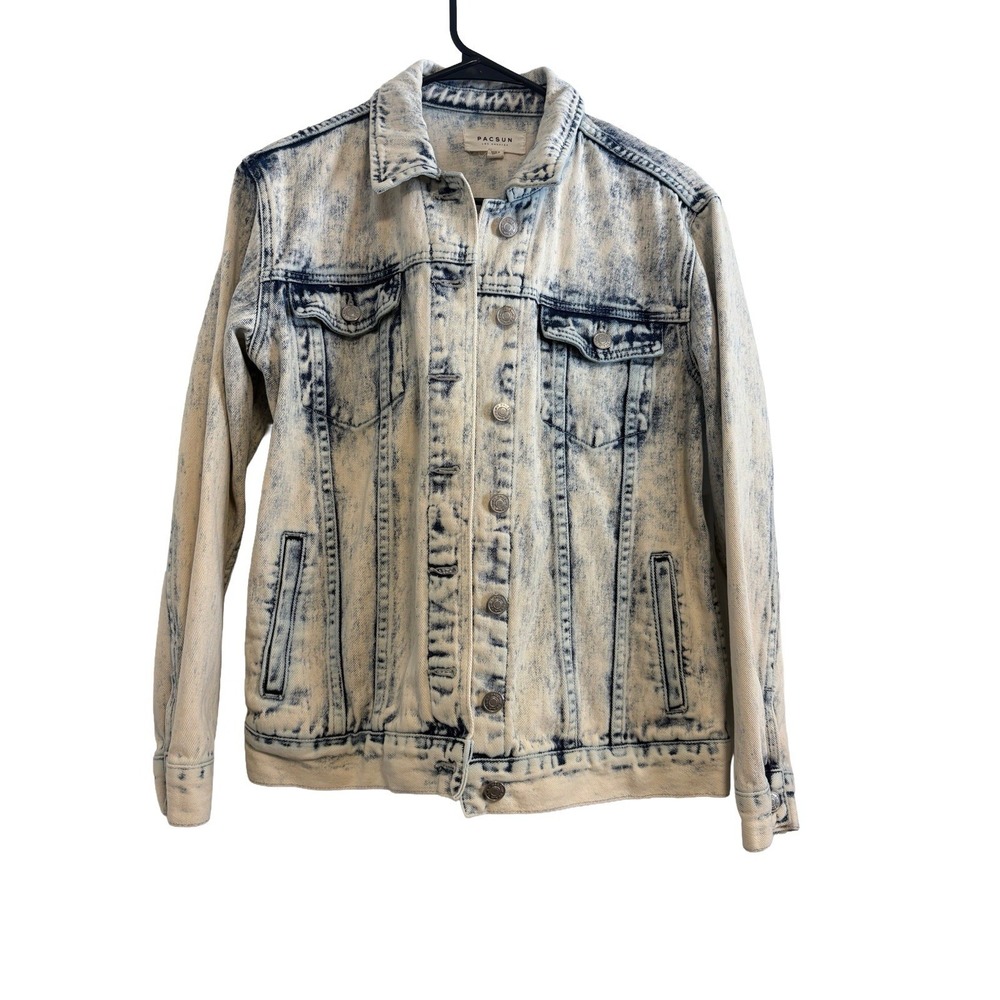 Pacsun Adult Medium Acid‎ Wash Distress Demin Jacket Trucker Y2K Grunge Hipster